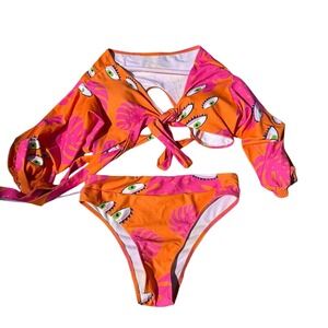 Bold Tropical Eye-Print Bikini Set – Retro Pop Art‎ Swimwear